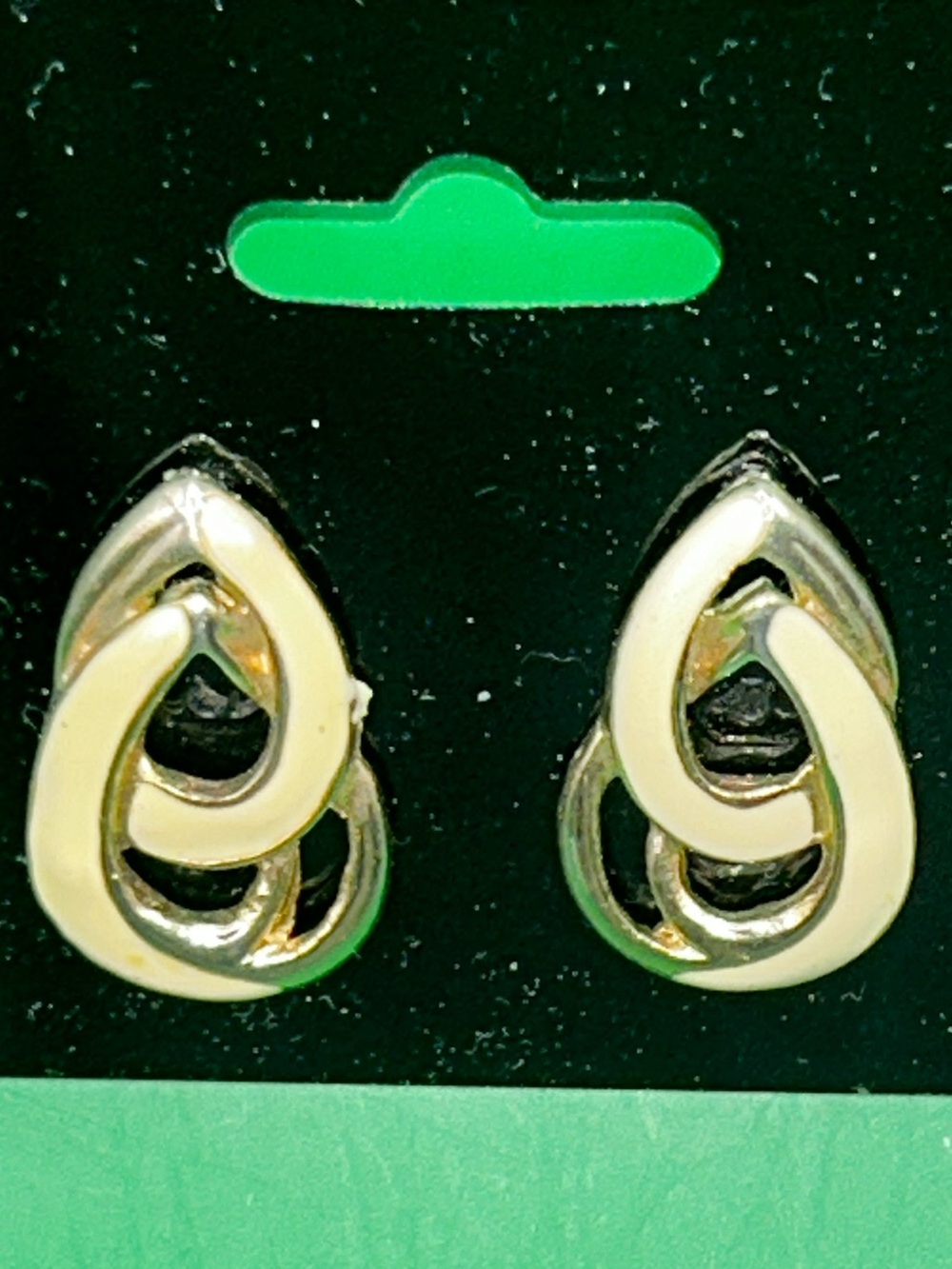 Vintage cream and Gold-Tone Swirl Drop Earrings - Elegant Teardrop Design